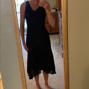 WHBM cowl neck lace dress with slip